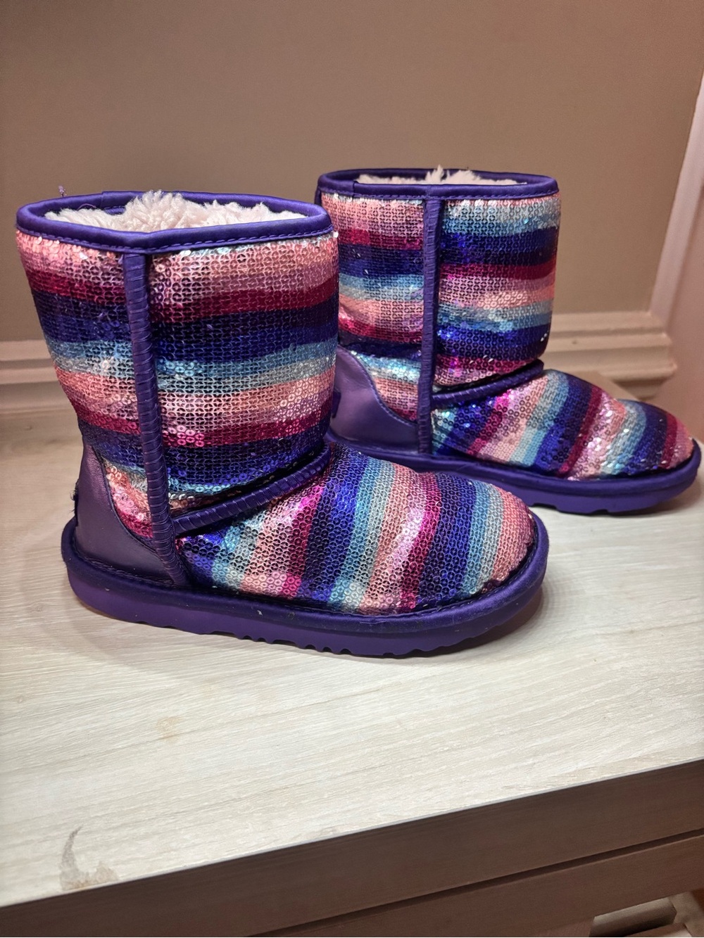 UGG Kids Purple Multicolor Sequin Cozy Boots